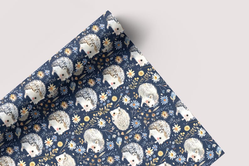 Floral Hedgehogs - Seamless Pattern - Digital Paper - Printable Journal, Scrapbook Paper, Seamless