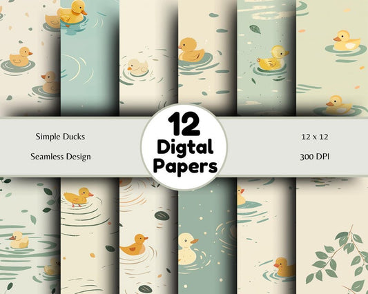 Simple Ducks - Seamless Pattern - Digital Paper - Printable Journal, Scrapbook Paper, Seamless