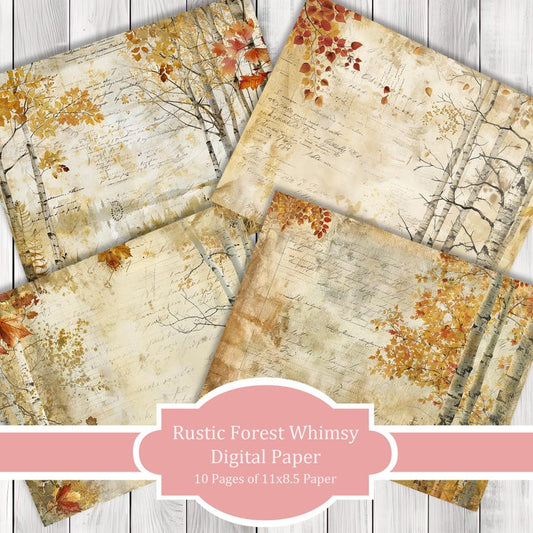 Rustic Forest Whimsy - Journal Paper Set, Junk Journal Pages, Junk Journal Paper, Printable Journal, Scrapbook Paper, Digital Paper