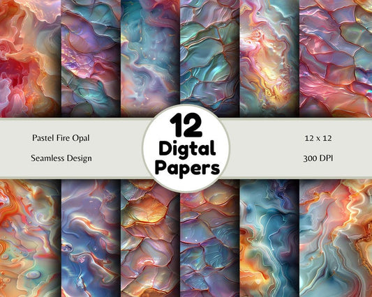 Pastel Fire Opal - Seamless Pattern - Digital Paper - Printable Journal, Scrapbook Paper, Seamless