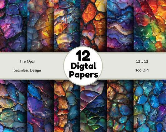 Fire Opal - Seamless Pattern - Digital Paper - Printable Journal, Scrapbook Paper, Seamless
