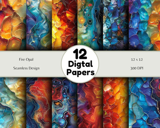 Fire Opal - Seamless Pattern - Digital Paper - Printable Journal, Scrapbook Paper, Seamless