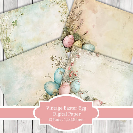Vintage Easter Egg - Journal Paper Set, Junk Journal Pages, Junk Journal Paper, Printable Journal, Scrapbook Paper, Digital Paper