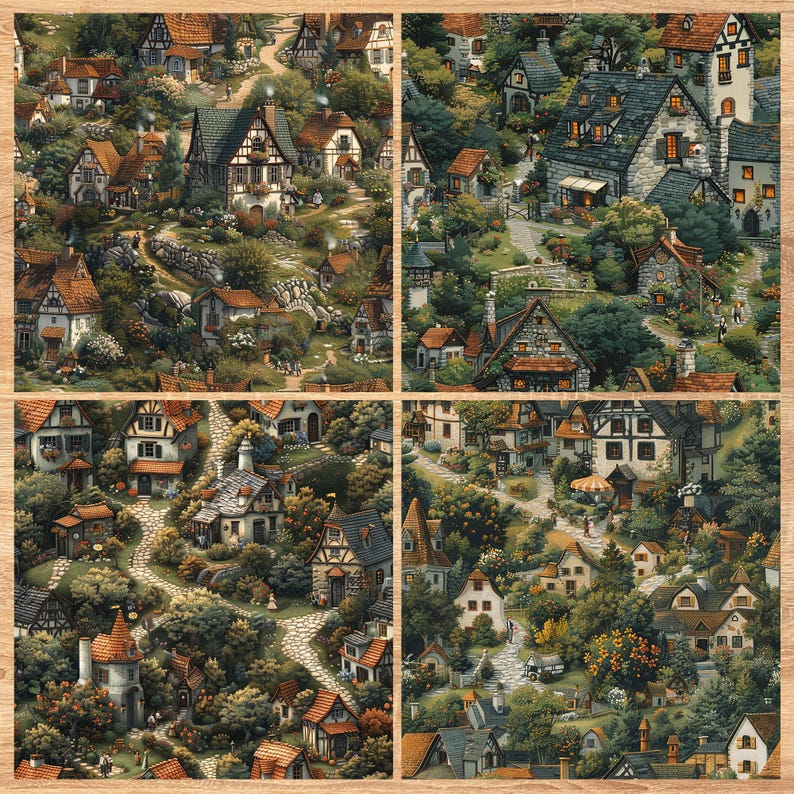 Medieval Village - Seamless Pattern - Digital Paper - Printable Journal, Scrapbook Paper, Seamless