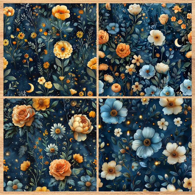 Celestial Garden - Seamless Pattern - Digital Paper - Printable Journal, Scrapbook Paper, Seamless