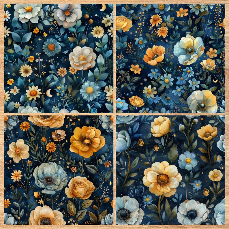 Celestial Garden - Seamless Pattern - Digital Paper - Printable Journal, Scrapbook Paper, Seamless