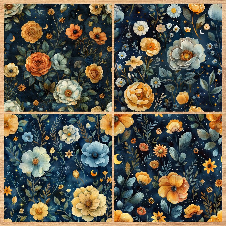 Celestial Garden - Seamless Pattern - Digital Paper - Printable Journal, Scrapbook Paper, Seamless