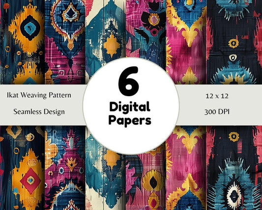 Ikat Weaving Pattern - Seamless Pattern - Digital Paper - Printable Journal, Scrapbook Paper, Seamless