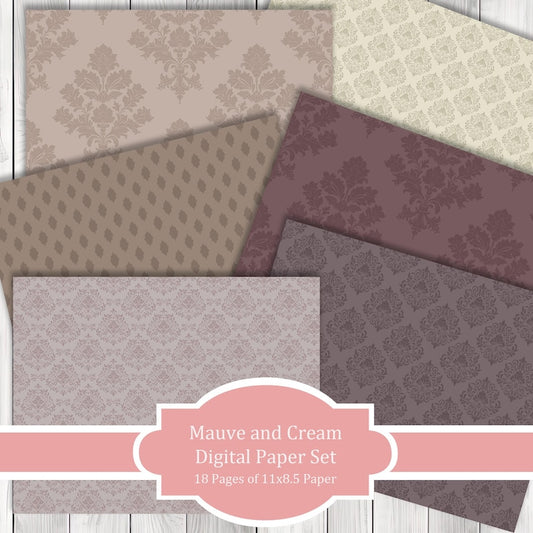 Mauve and Cream - Journal Paper Set, Junk Journal Pages, Junk Journal Paper, Printable Journal, Scrapbook Paper, Digital Paper