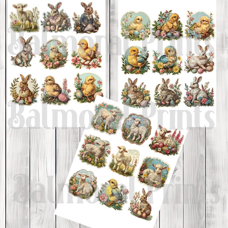 Vintage Easter Fussy Cuts - Junk Journal , Printable Journal, Junk Journal Tags, Junk Journal Ephemera, Scrapbooking