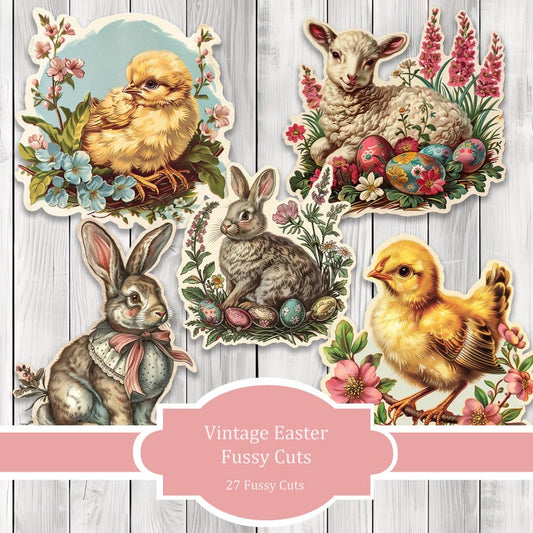 Vintage Easter Fussy Cuts - Junk Journal , Printable Journal, Junk Journal Tags, Junk Journal Ephemera, Scrapbooking