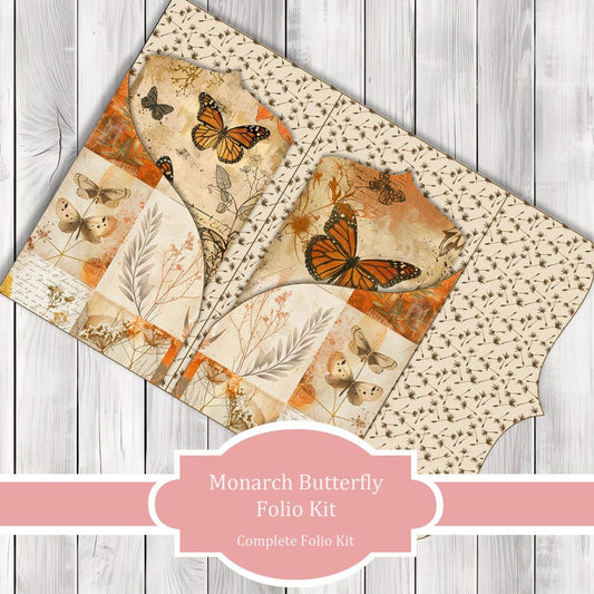 Monarch Butterfly Folio Kit - Journal Paper Set, Junk Journal Folio, Printable Journal, Scrapbook Paper, Vintage Butterfly