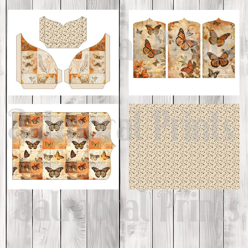 Monarch Butterfly Folio Kit - Journal Paper Set, Junk Journal Folio, Printable Journal, Scrapbook Paper, Vintage Butterfly