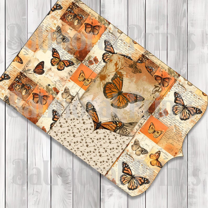 Monarch Butterfly Folio Kit - Journal Paper Set, Junk Journal Folio, Printable Journal, Scrapbook Paper, Vintage Butterfly