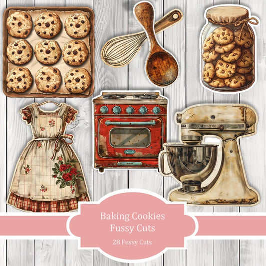 Baking Cookies - Vintage Fussy Cuts - Junk Journal , Printable Journal, Junk Journal Tags, Junk Journal Ephemera