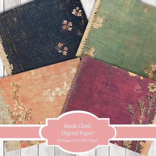 Book Cloth - Journal Paper Set, Junk Journal Pages, Junk Journal Paper, Printable Journal, Scrapbook Paper, Digital Paper