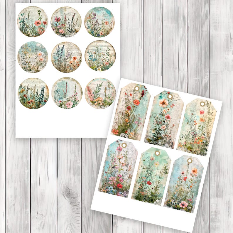 Turquoise Meadow - Junk Journal Kit, Journal Pages, Papers, Ephemera, Tags, Printable, Scrapbook Kit, Digital Download