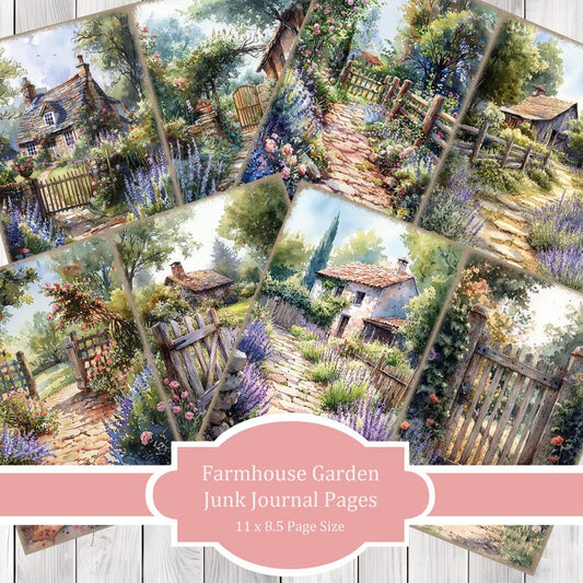 Farmhouse Garden - Journal Paper Set, Junk Journal Pages, Flower Junk Journal Paper, Printable Journal, Scrapbook Paper, Digital Paper