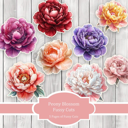 Peony Blossom Fussy Cuts - Junk Journal , Printable Journal, Junk Journal Tags, Junk Journal Ephemera