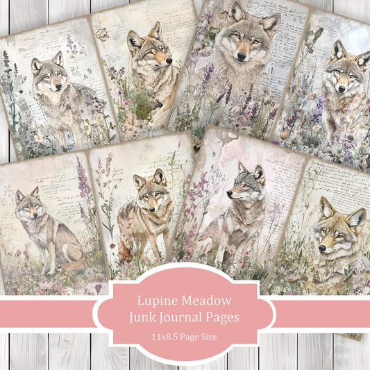 Lupine Meadow - Junk Journal Pages, Journal Paper Set, Bird Junk Journal Paper, Printable Journal, Scrapbook Paper, Digital Paper