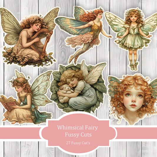 Whimsical Fairy Fussy Cuts - Junk Journal , Printable Journal, Junk Journal Tags, Junk Journal Ephemera
