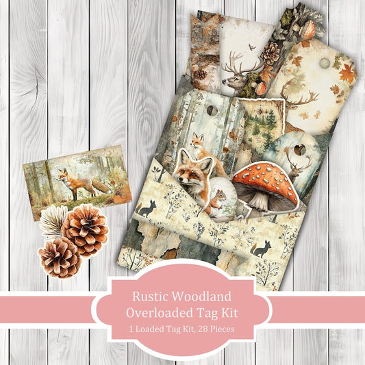 Rustic Woodland Overloaded Tag Kit - Botanical - Loaded Tags | Ephemera Labels | Paper Craft | Junk Journal Images Clip Art | Fussy Cut
