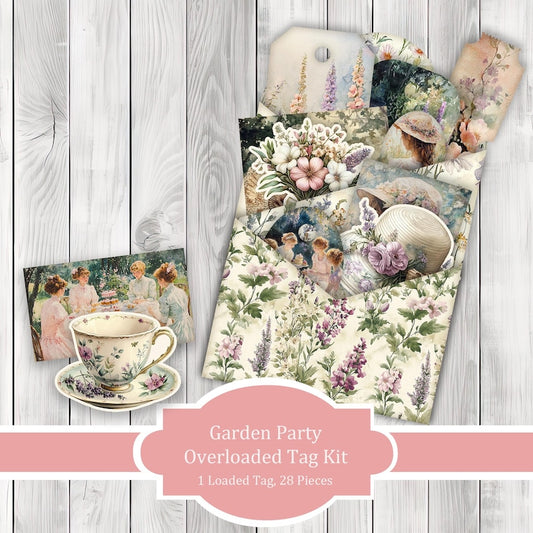 Garden Party Overloaded Tag Kit - Botanical - Loaded Tags | Ephemera Labels | Paper Craft | Junk Journal Images Clip Art | Fussy Cut