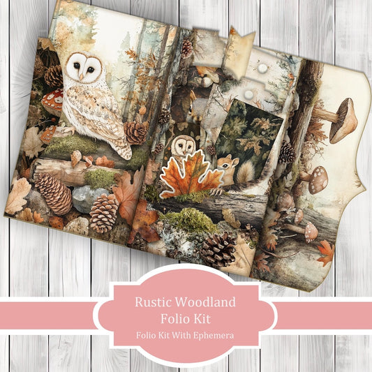 Rustic Woodlands Folio Kit - Journal Paper Set, Junk Journal Folio, Printable Journal, Scrapbook Paper, Vintage Birds