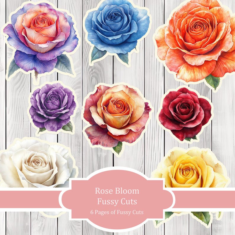 Rose Bloom Fussy Cuts - Junk Journal , Printable Journal, Junk Journal Tags, Junk Journal Ephemera