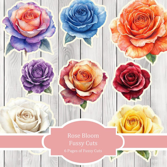 Rose Bloom Fussy Cuts - Junk Journal , Printable Journal, Junk Journal Tags, Junk Journal Ephemera