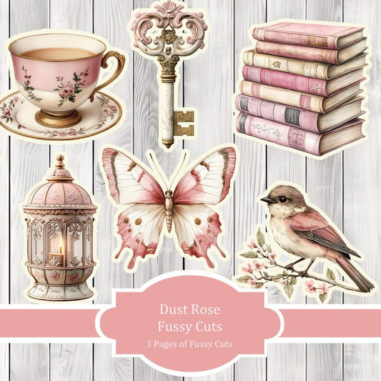 Dusty Rose Fussy Cuts - Junk Journal , Printable Journal, Junk Journal Tags, Junk Journal Ephemera