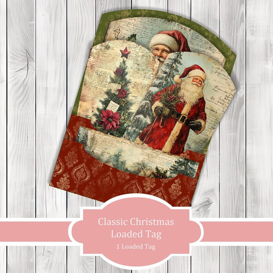 Classic Christmas Loaded Tag Kit - Botanical - Loaded Tags | Ephemera Labels | Paper Craft | Junk Journal Images Clip Art | Fussy Cut