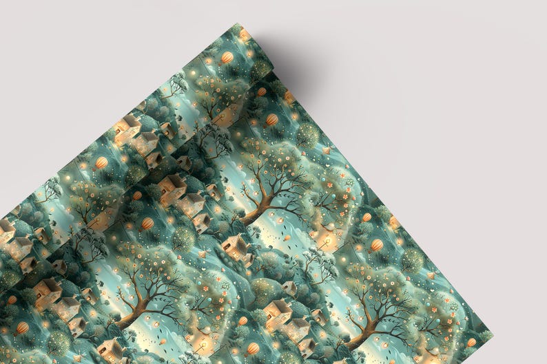 Magical Village - Seamless Pattern - Digital Paper - Printable Journal, Scrapbook Paper, Seamless